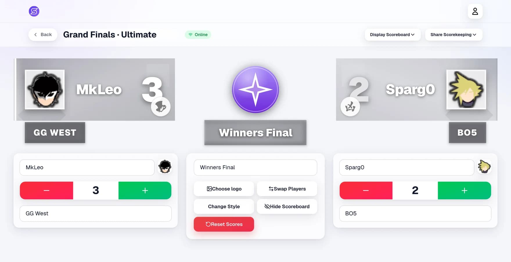 Score the match from one screen